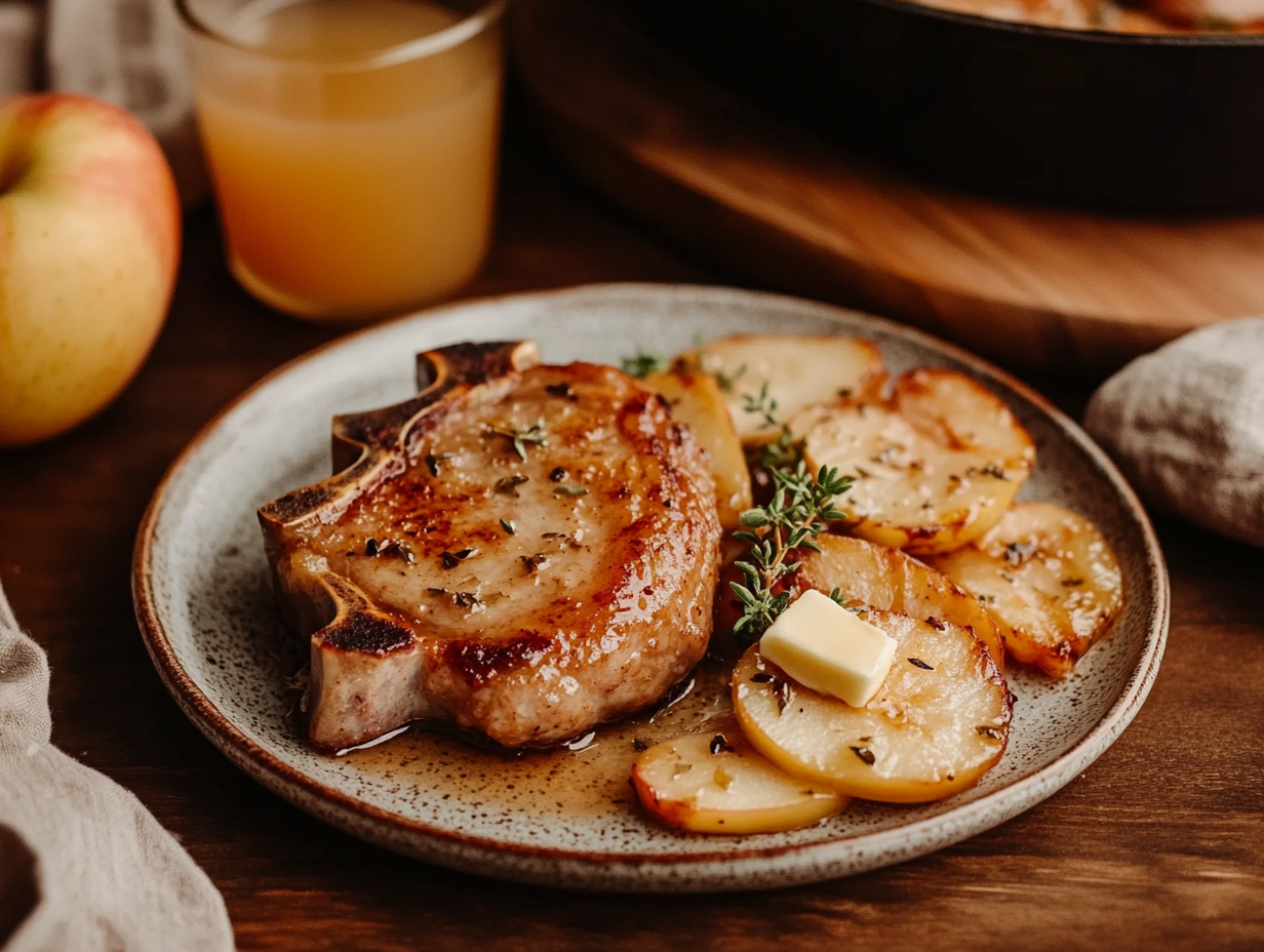 Fried Pork Chops with Apples