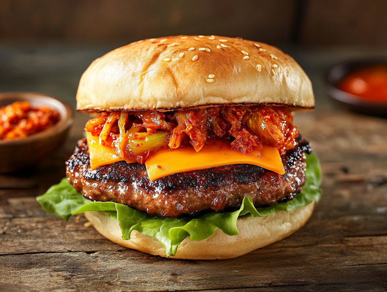 Korean Spicy Dak Galbi Burger