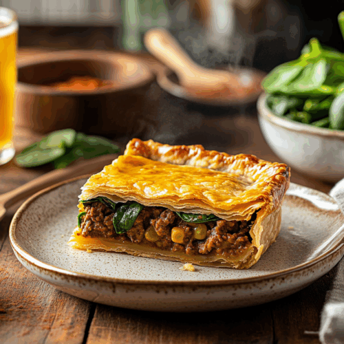 Beef Mince And Spinach Curry Pie