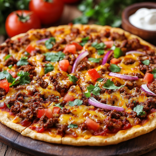 Spicy Beef Mince Tortilla Pizza