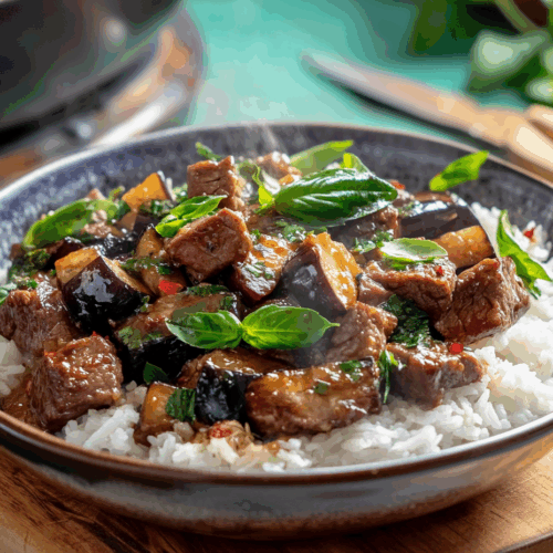 Vibrant Thai Basil Beef And Eggplant Stir Fry Delight