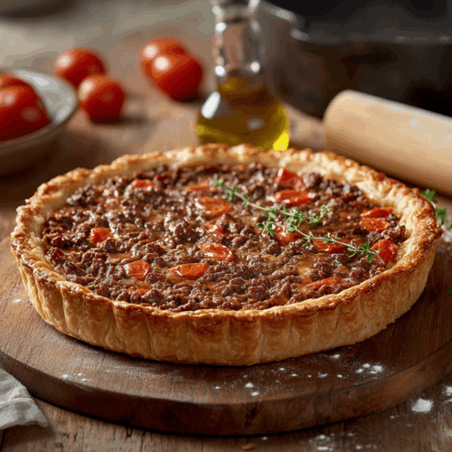 Rustic Provençal Beef Tart With Golden Pastry Crust 2 Beef Mince Provençal Tart