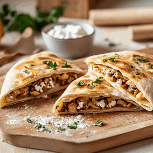 Turkish Street Food Delight: Chicken And Mushroom Gozleme
