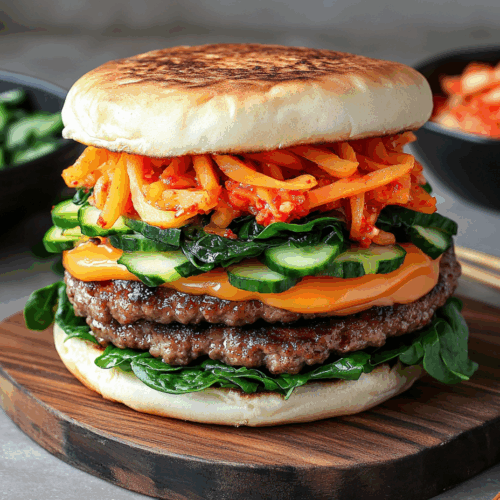 Korean Bibimbap-Inspired Burger