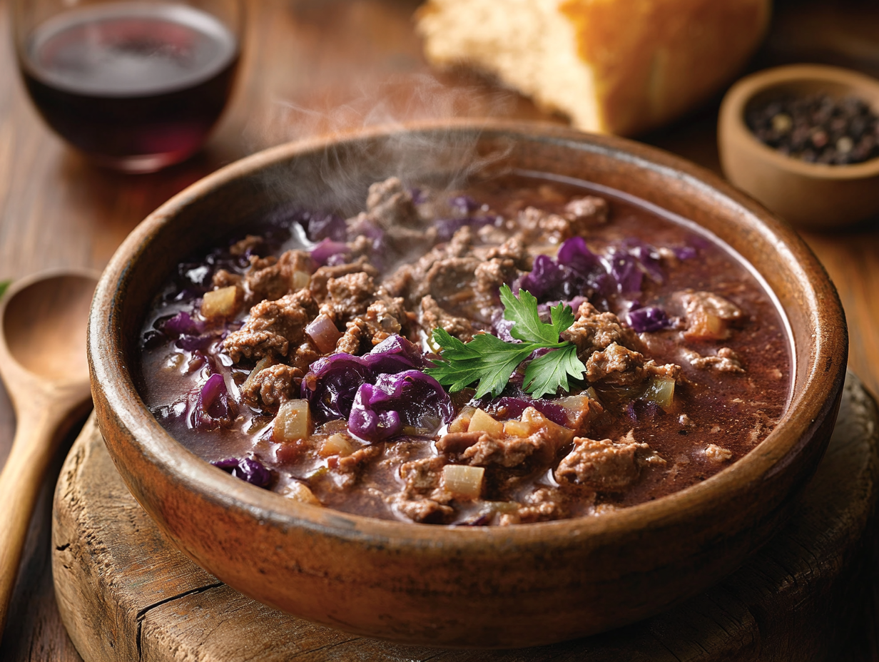 Minced Venison and Red Cabbage Stew