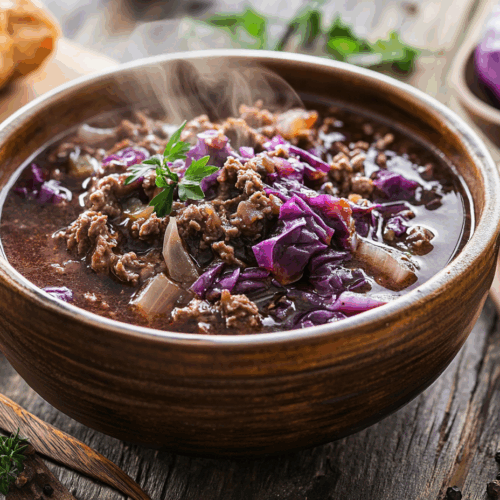 Minced Venison And Red Cabbage Stew