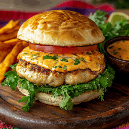 Spicy Peruvian Chicken Burger With Aji Amarillo Sauce 2 Peruvian Aji De Gallina Burger