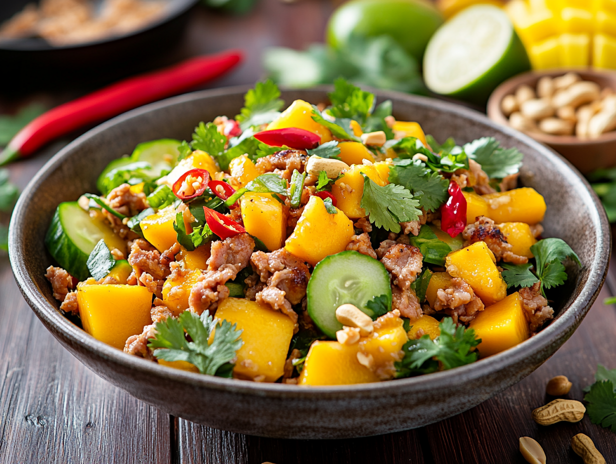 Sweet and Savory Minced Pork and Mango Salad