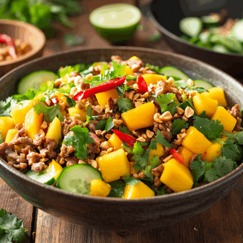 Sweet And Savory Minced Pork And Mango Salad